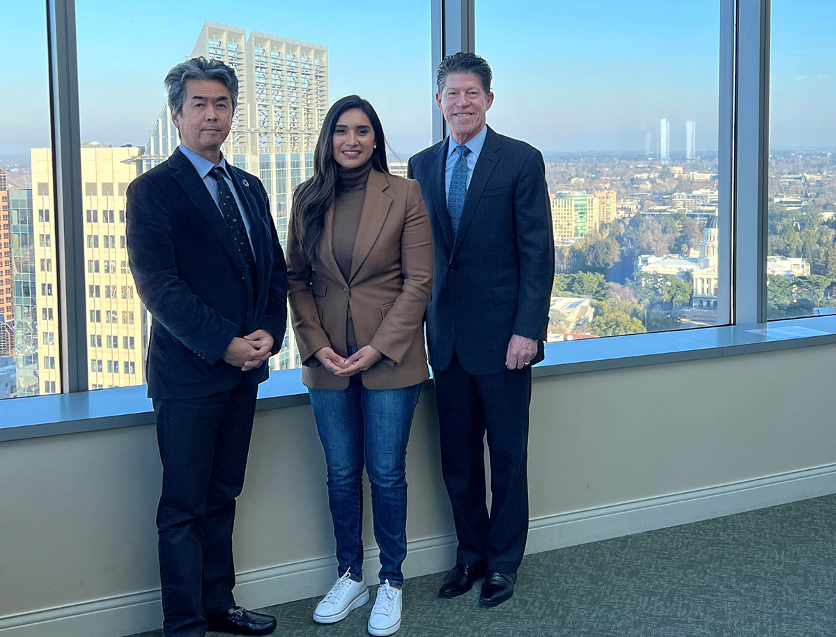 Deputy Consul General Hajime Kishimori of the Consulate of Japan in San Francisco with Assemblywoman Sabrina Cervantes (D-Riverside) and Jack Gualco at The Gualco Group, Inc. offices to discuss strengthened trade and cultural ties between California, Japan, and their twinned sister cities.